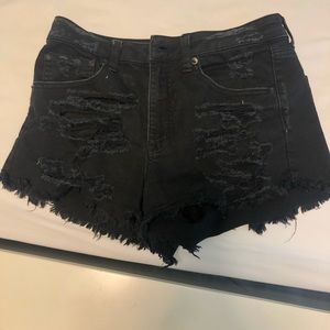 American Eagle ripped black jean shorts